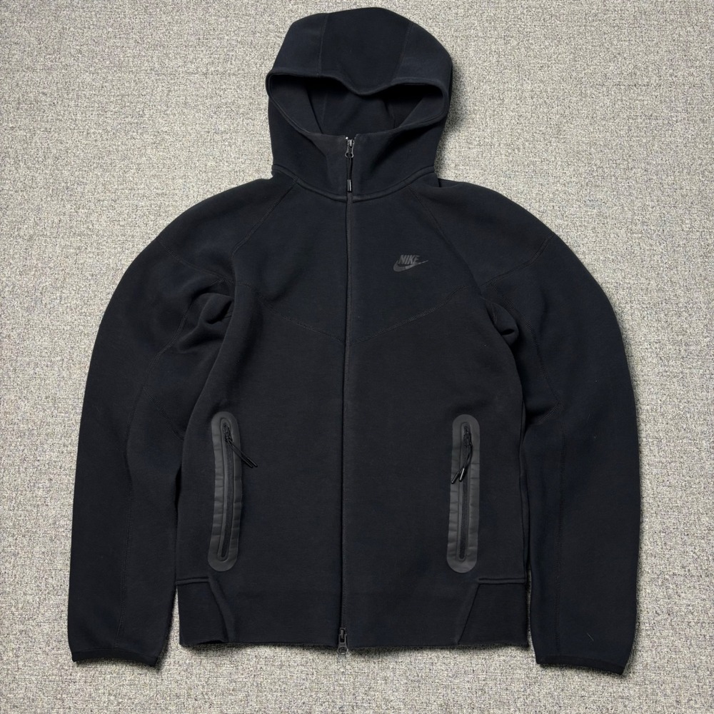 Nike Tech Fleece Hoodie Mens Small Black Full Zip Sweatshirt Runner Gym Athletic